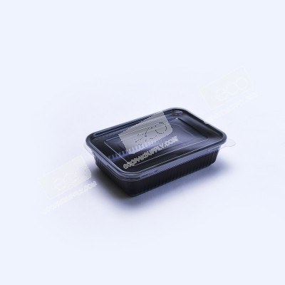 กล่องอาหาร PP ดำ 650 ml + ฝา PET (25 ชุด/แพค) กล่องอาหาร PP ดำ 650 ml + ฝา PET (25 ชุด/แพค)