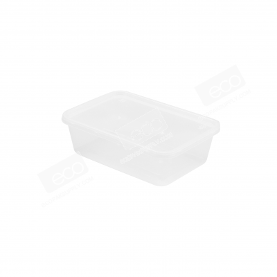 กล่องอาหาร PP ใส 750 ml + ฝา (SK-750M โลโก้ดำ) (50 ชุด/แพค)