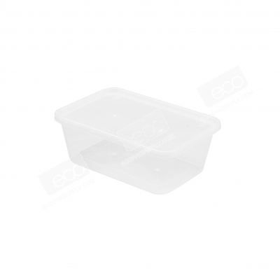 กล่องอาหาร PP ใส 1000 ml + ฝา (SK-1000M โลโก้ดำ) (50 ชุด/แพค)