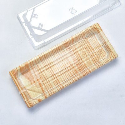 กล่องอาหารญี่ปุ่น HIPS ลายไม้+ฝาใส OPS #811 wood (50ชุด/แพค)