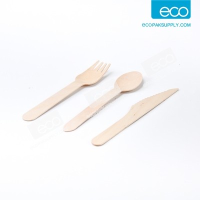 **ยกลัง** ชุดช้อนไม้+ส้อมไม้+มีดไม้ 16 cm. ในซองใส(1000 ชุด)