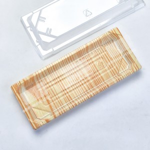 กล่องอาหารญี่ปุ่น HIPS ลายไม้+ฝาใส OPS #811 wood (50ชุด/แพค)