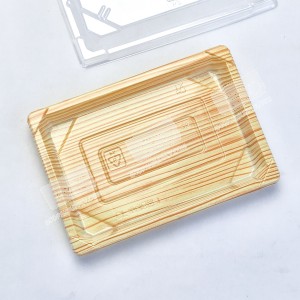 กล่องอาหารญี่ปุ่นHIPS ลายไม้+ฝาใส OPS #813 wood (50ชุด/แพค)
