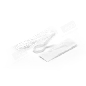 ชุดช้อนคาวพลาสติกPP ขาว+ทิชชู่ TW แพคในซองพลาสติก(100ชุด/แพค)