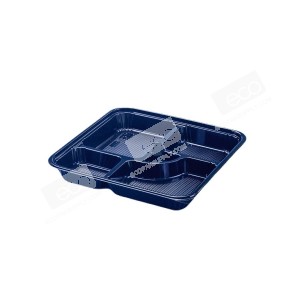 กล่องอาหารเบนโตะ PP ดำ 5 ช่อง พร้อมฝาใส OPS #8307 (50ชุด/แพค)