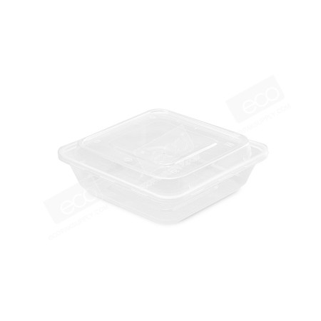 กล่องอาหารจัตุรัส PPใส+ฝาโดม 650ml ZF-650 (50 ชุด/แพค)
