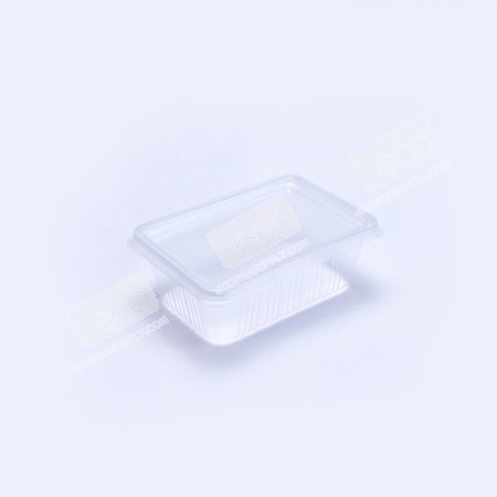 กล่องอาหาร PP ใส 750 กรัม ลายเส้น (EP) + ฝา (25 ชุด/แพค)
