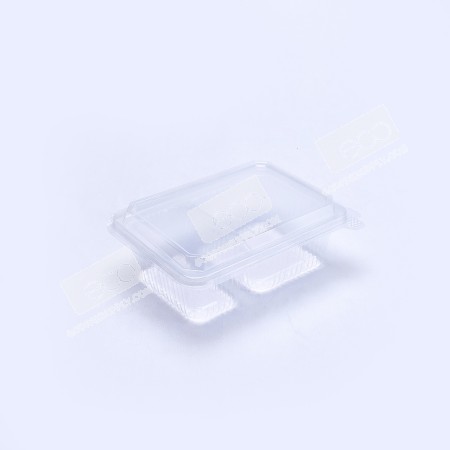 กล่องอาหาร PP ใส 2 ช่อง 750 กรัม (NPP) ฝาในตัว (25 ชิ้น/แพค)