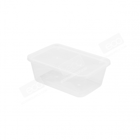 กล่องอาหาร PP ใส 1000 ml + ฝา (SK-1000M โลโก้ดำ) (50 ชุด/แพค)