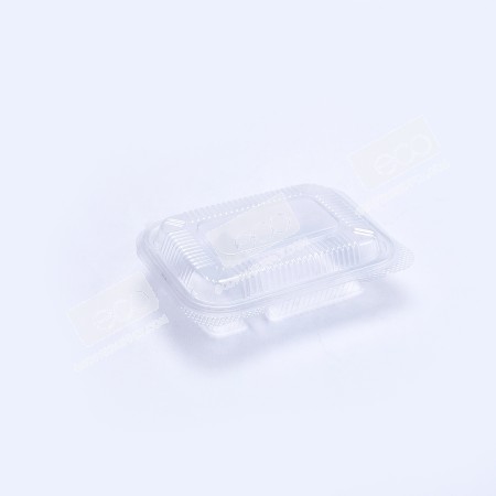 กล่องอาหาร PP ใส 2 ช่อง 650 กรัม (FPC) ฝาในตัว 21g (25 ชิ้น/แพค)