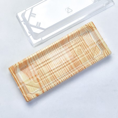 กล่องอาหารญี่ปุ่น HIPS ลายไม้+ฝาใส OPS #811 wood (50ชุด/แพค)
