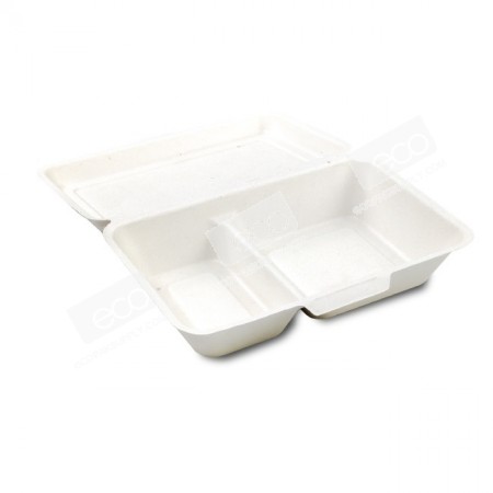กล่องชานอ้อย/เยื่อไผ่ 2 ช่อง-1000 ml(50ชิ้น/แพค)