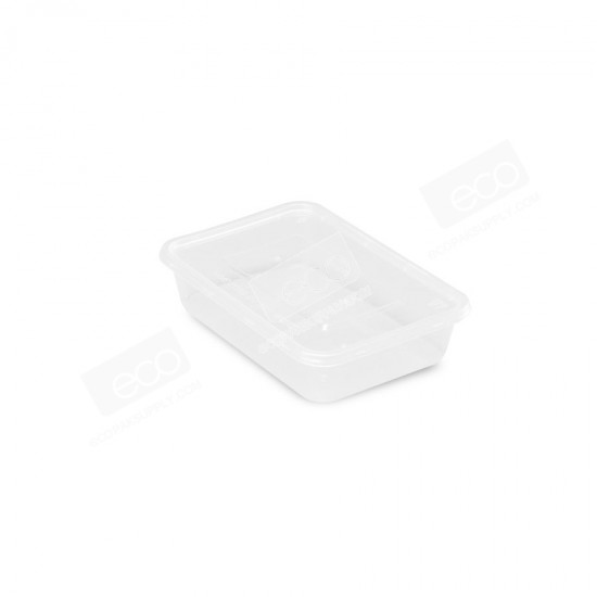 กล่องอาหาร PP ใส 500 ml (G-500 โลโก้แดง) พร้อมฝา (25 ชุด/แพค)
