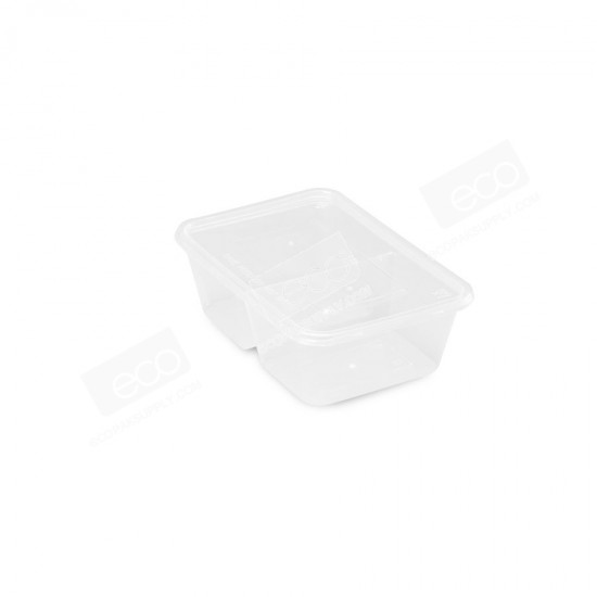 กล่องอาหาร 2ช่อง PPใส+ฝา 750ml S-750TC (50 ชุด/แพค)