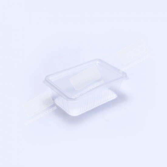 กล่องอาหาร PP ใส 750 กรัม ลายเส้น (EP) + ฝา (25 ชุด/แพค)