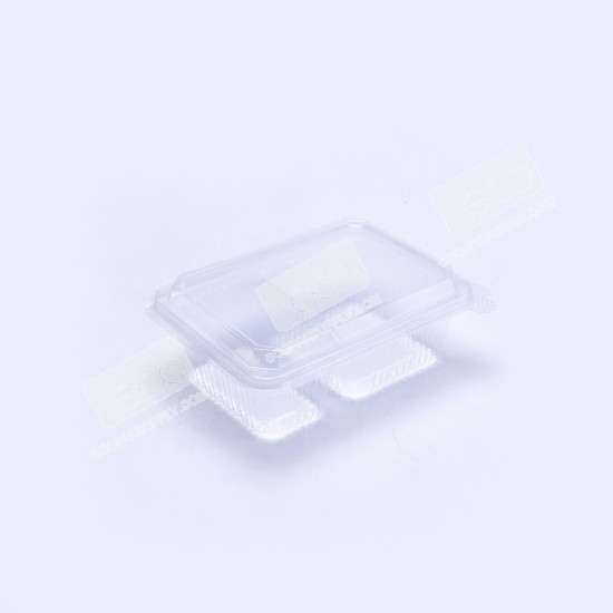กล่องอาหาร PP ใส 2 ช่อง 750 กรัม (NPP) ฝาในตัว (25 ชิ้น/แพค)