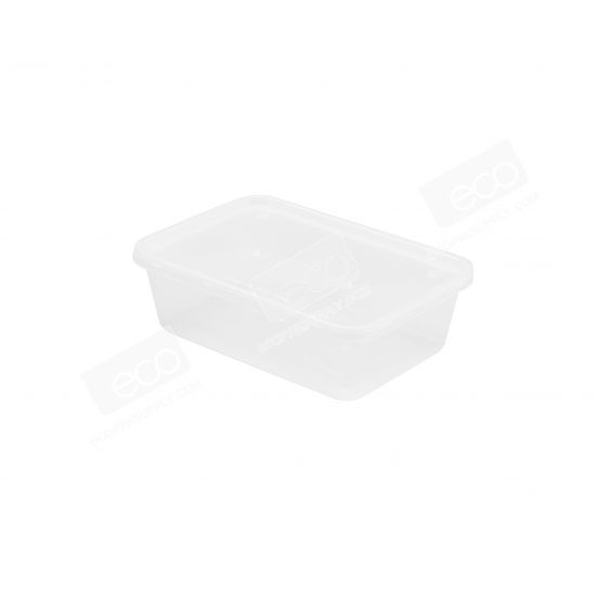 กล่องอาหาร PP ใส 750 ml + ฝา (SK-750M โลโก้ดำ) (50 ชุด/แพค)