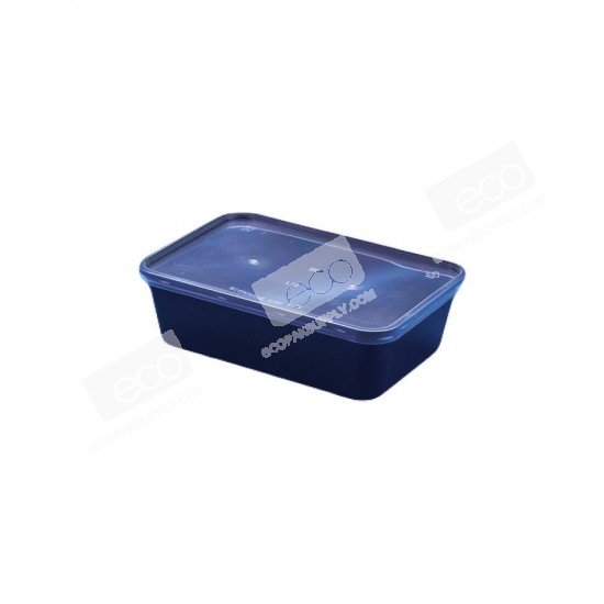 กล่องอาหาร PP ดำ 750 ml + ฝา (SK-750M โลโก้ดำ) (50 ชุด/แพค)