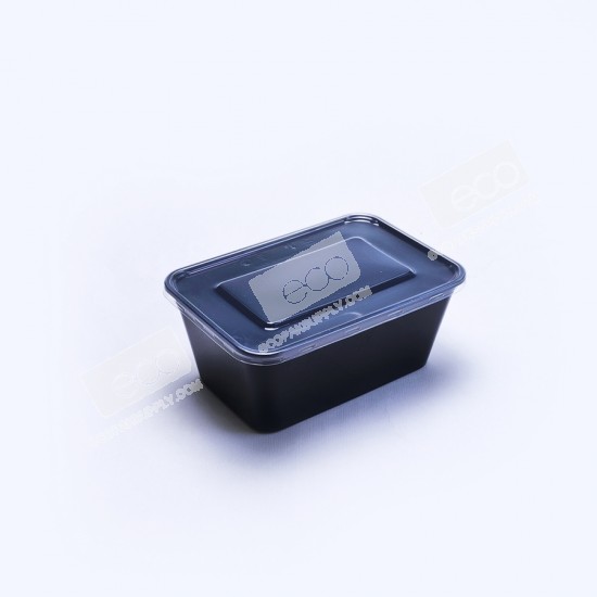 กล่องอาหาร PP ดำ 940 ml + ฝาใส eici (EP) (25 ชุด/แพค)