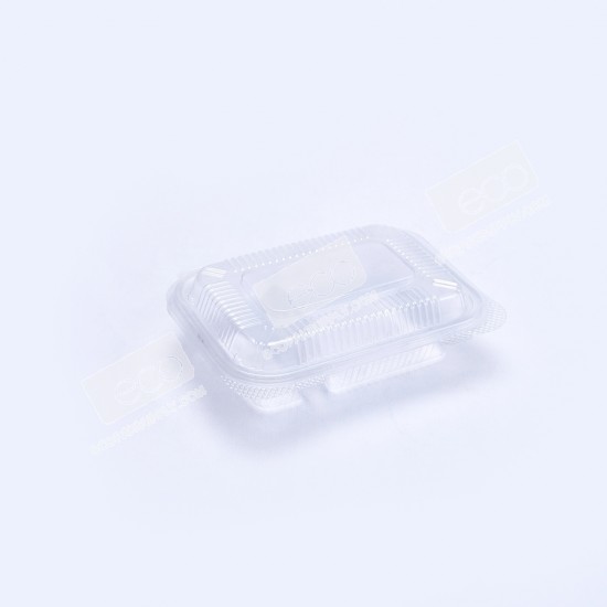 กล่องอาหาร PP ใส 2 ช่อง 650 กรัม (FPC) ฝาในตัว 21g (25 ชิ้น/แพค)