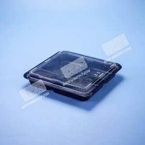 กล่องอาหารเบนโตะ PP ดำ 5 ช่อง พร้อมฝาใส OPS #8307 (50ชุด/แพค)