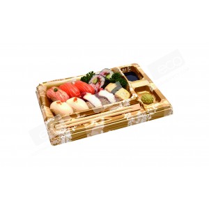 กล่องอาหารเบนโตะ PS 3+1ช่อง #18-3 “Gold” พร้อมฝาใส (50ชุด/แพค)