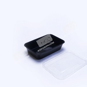 กล่องอาหาร PP ดำ 520 ml + ฝาใส eici (EP)(25ชุด/แพค)