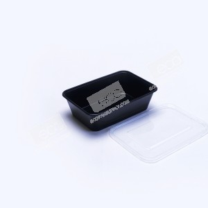กล่องอาหาร PP ดำ 640 ml + ฝาใส eici (EP)(25ชุด/แพค)