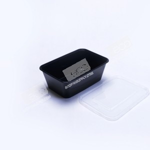 กล่องอาหาร PP ดำ 840 ml + ฝาใส eici (EP)(25ชุด/แพค)