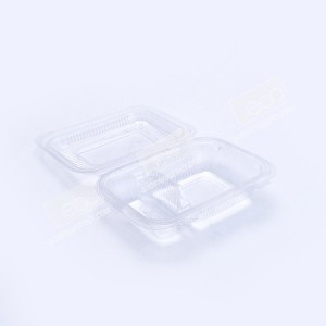 กล่องอาหาร PP ใส 2 ช่อง 650 กรัม (FPC) ฝาในตัว 21g(25ชิ้น/แพค)