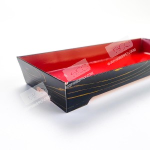 กล่องซูชิกระดาษ ลายแดง+ดำ พร้อมฝา PET ใส SKS20-8(50ชุด/แพค)