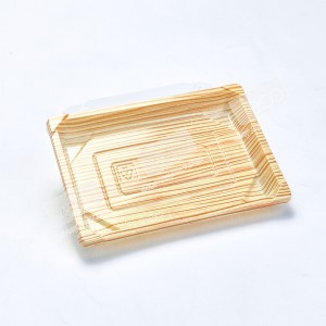 กล่องอาหารญี่ปุ่นHIPS ลายไม้+ฝาใส OPS #813 wood (50ชุด/แพค)