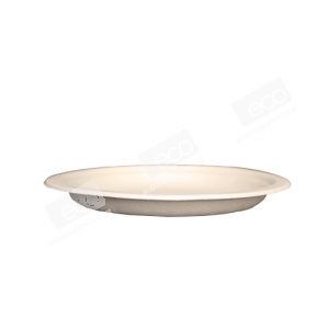 จานชานอ้อย มีขอบ 9 นิ้ว(50ชิ้น/แพค)