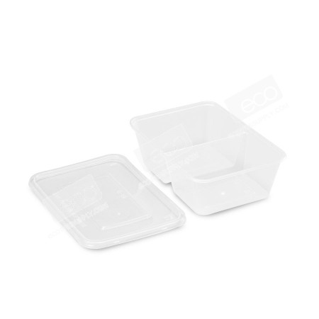กล่องอาหาร 2ช่อง PPใส+ฝา 750ml S-750TC (50 ชุด/แพค)