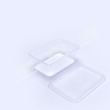 กล่องอาหาร PP ใส 750 กรัม ลายเส้น (EP) + ฝา (25 ชุด/แพค)