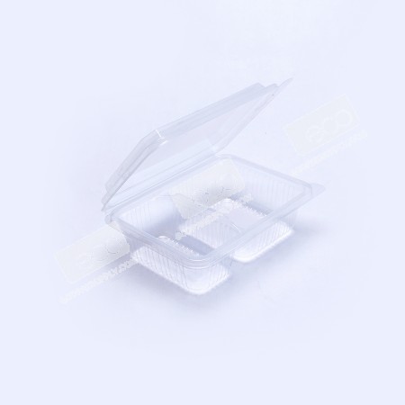 กล่องอาหาร PP ใส 2 ช่อง 650 กรัม (NPP) ฝาในตัว (25 ชิ้น/แพค)