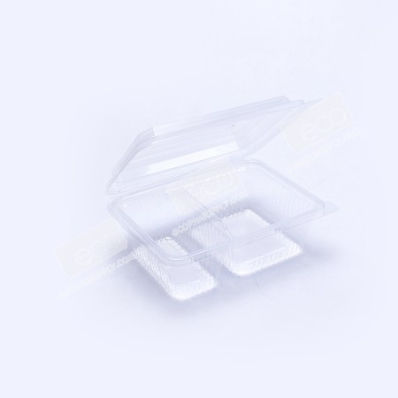 กล่องอาหาร PP ใส 2 ช่อง 750 กรัม (NPP) ฝาในตัว (25 ชิ้น/แพค)