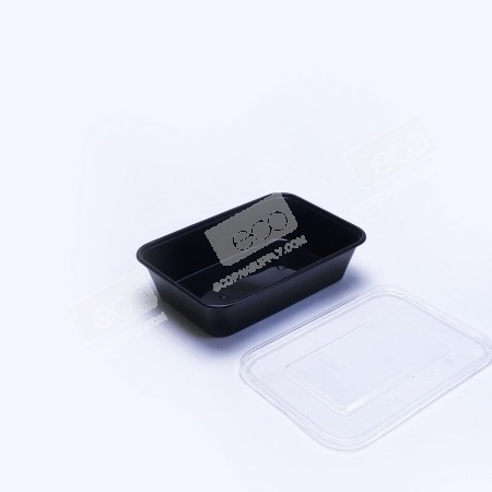 กล่องอาหาร PP ดำ 520 ml + ฝาใส eici (EP) (25 ชุด/แพค)