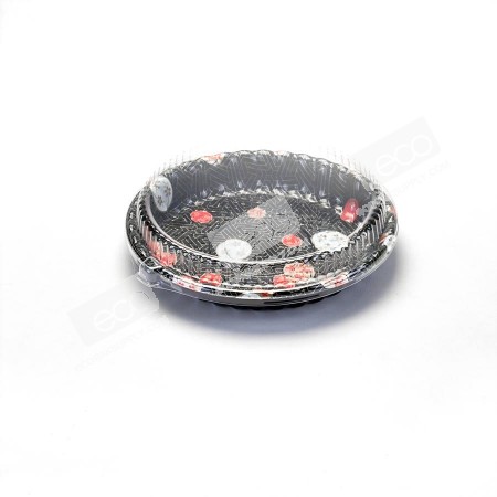 กล่องกลมอาหารญีปุ่น HIPS-Kamon SS-250A + ฝา OPS (50ชุด/แพค)
