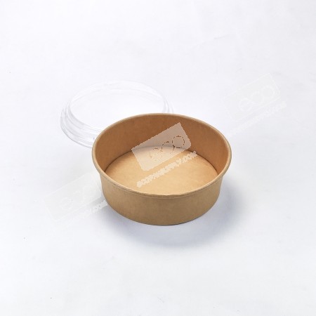 ถ้วยกลมเยื่อไผ่ 750 ml. ปาก #150 + ฝา PET (SM) (50 ชุด/แพค)