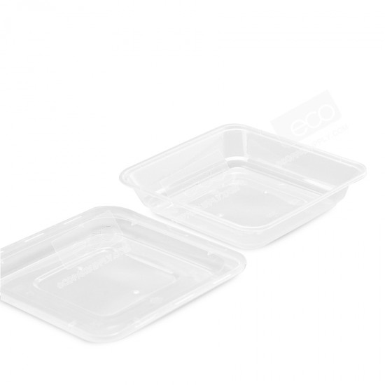 กล่องอาหารจัตุรัส PPใส+ฝาโดม 500ml ZF-500 (50 ชุด/แพค)
