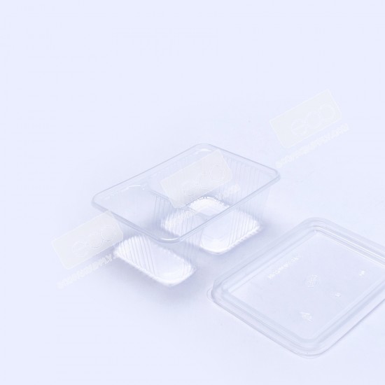 กล่องอาหาร PPใส 2 ช่อง 750 กรัม (EP) พร้อมฝา (25 ชุด/แพค)