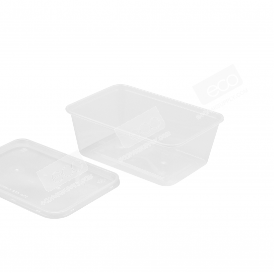 กล่องอาหาร PP ใส 1000 ml + ฝา (SK-1000M โลโก้ดำ) (50 ชุด/แพค)