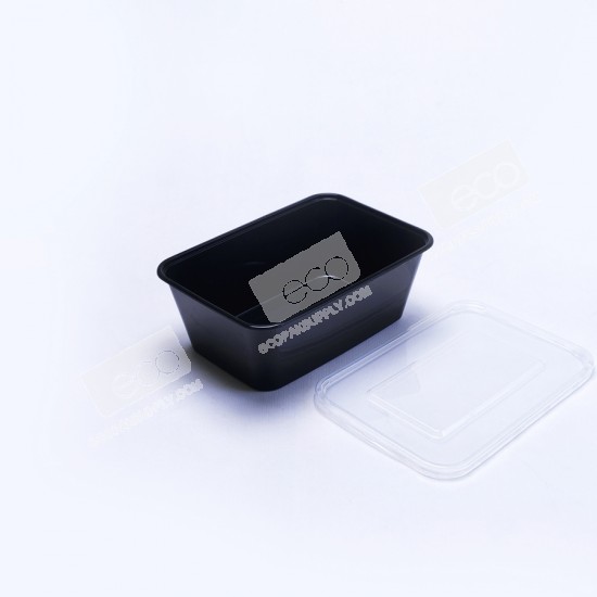 กล่องอาหาร PP ดำ 840 ml + ฝาใส eici (EP) (25 ชุด/แพค)