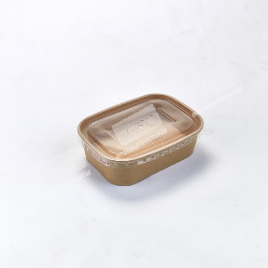 กล่องเหลี่ยมเยื่อไผ่ 650 ml. (SM) (เฉพาะถ้วย)(50ชิ้น/แพค)