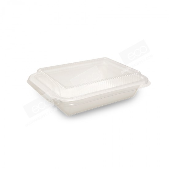 [ซื้อ1แถม1] กล่องไฮบริดกระดาษ-ขาว +ฝา(50ชุด/แพค)